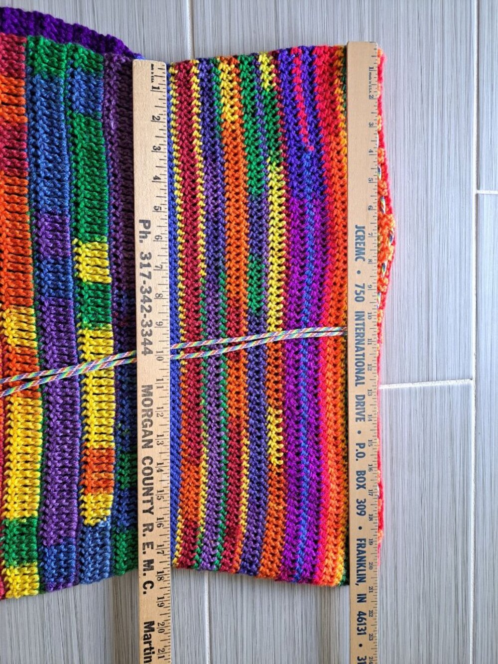Handmade Crochet Rainbow Striped Sleeveless Top Drawstring Multicolor Yarn M - Picture 9 of 10